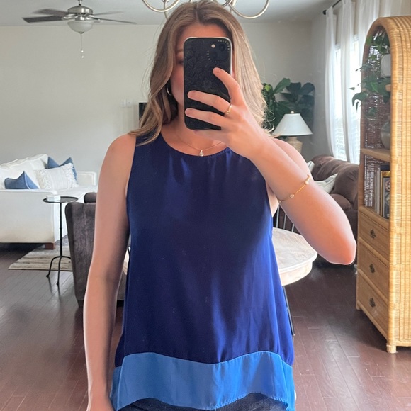 Tobi Colorblock Blue Chiffon Tank Top size M - Picture 3 of 4